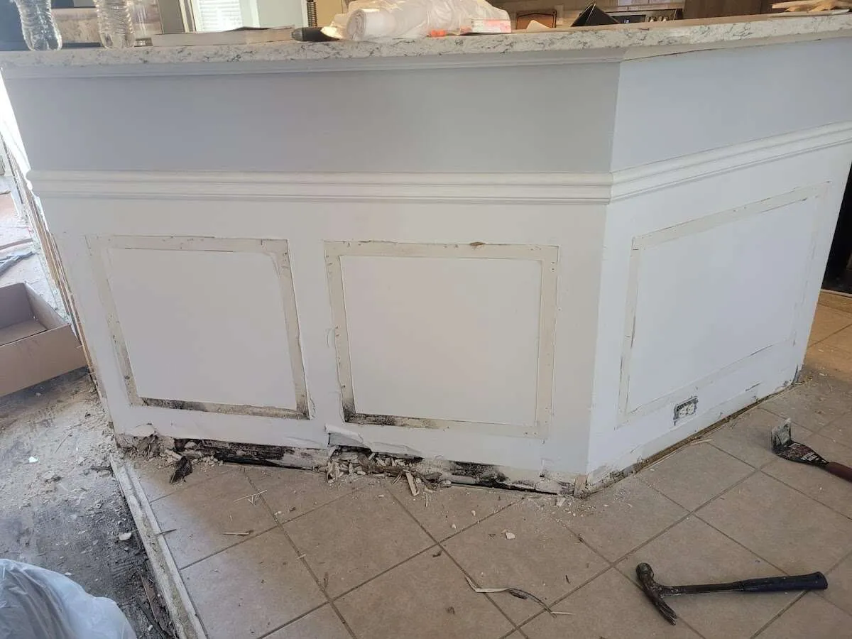 Water damage and mold on kitchen during Burst Pipe Cleanup in Haines City
